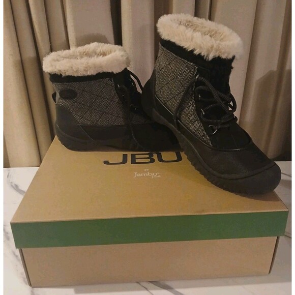 Jambu Shoes - JBU by Jambu Ladies Size 8 Mid-Calf Winter Boot Jane Black Herringbone New